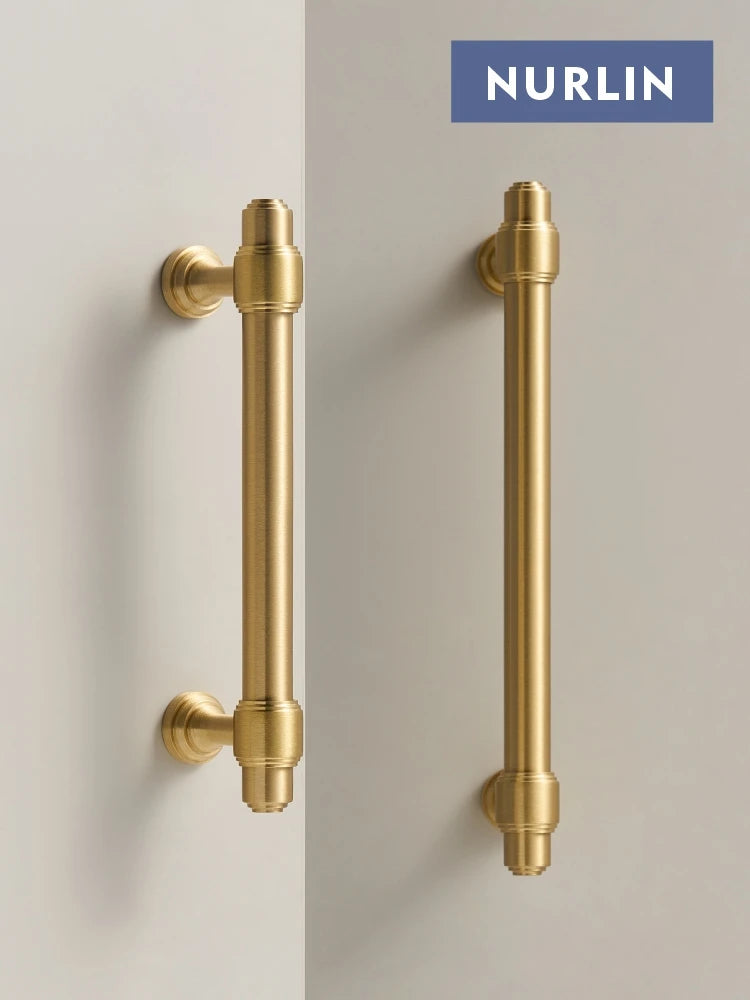 Nurlin Solid Brass French Style Luxury kitchen Cabinet Knobs Wardrobe Drawer Doors Handle Tbar