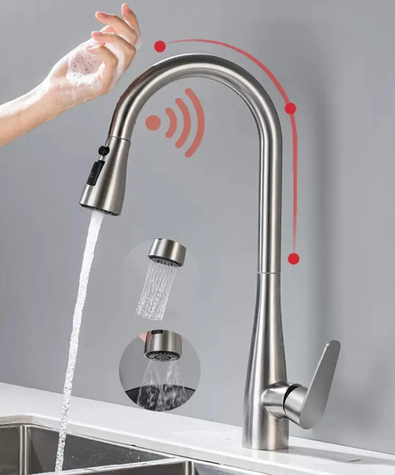 Smart Touch Kitchen Faucets Crane For Sensor Kitchen Water Tap Sink Mixer Rotate Touch Faucet Sensor Water Mixer