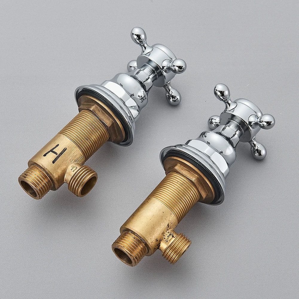 2pc Handles for Basin Faucet Deck Mounted Brass Hot and Cold Control Valve Mixer Handle Bath Faucet Switch Handles for Bathroom