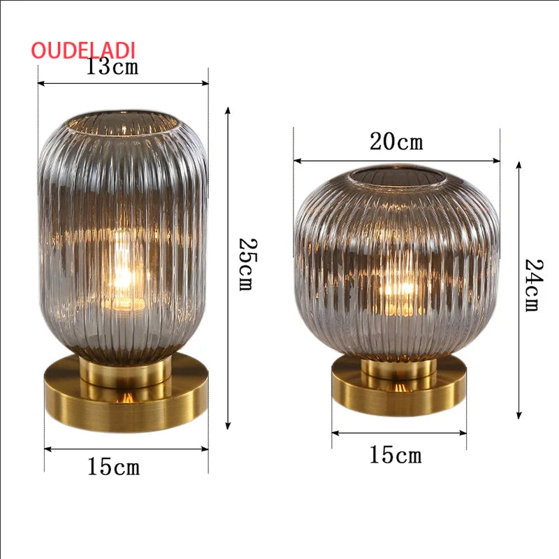 White Blue Amber Smoky gray Pumpkin Glass table lamps Bedroom Study desk lamp Modern living room Hotel bedside Decor light