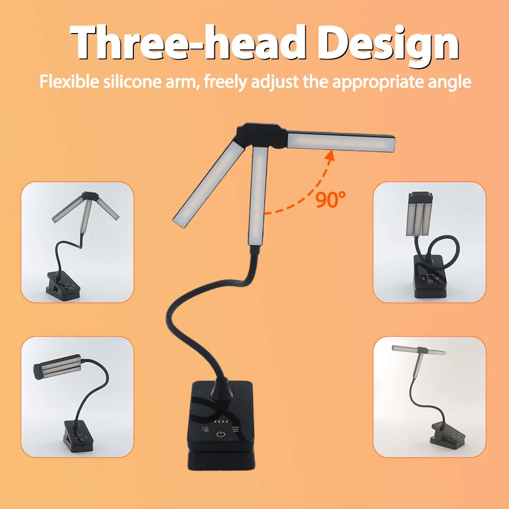 Eye-care 51 LED Clip Reading Book Lamp 4 Colors Modes Adjustable Brightness Flexible Rotating Desk Lights Bedroom Night Light