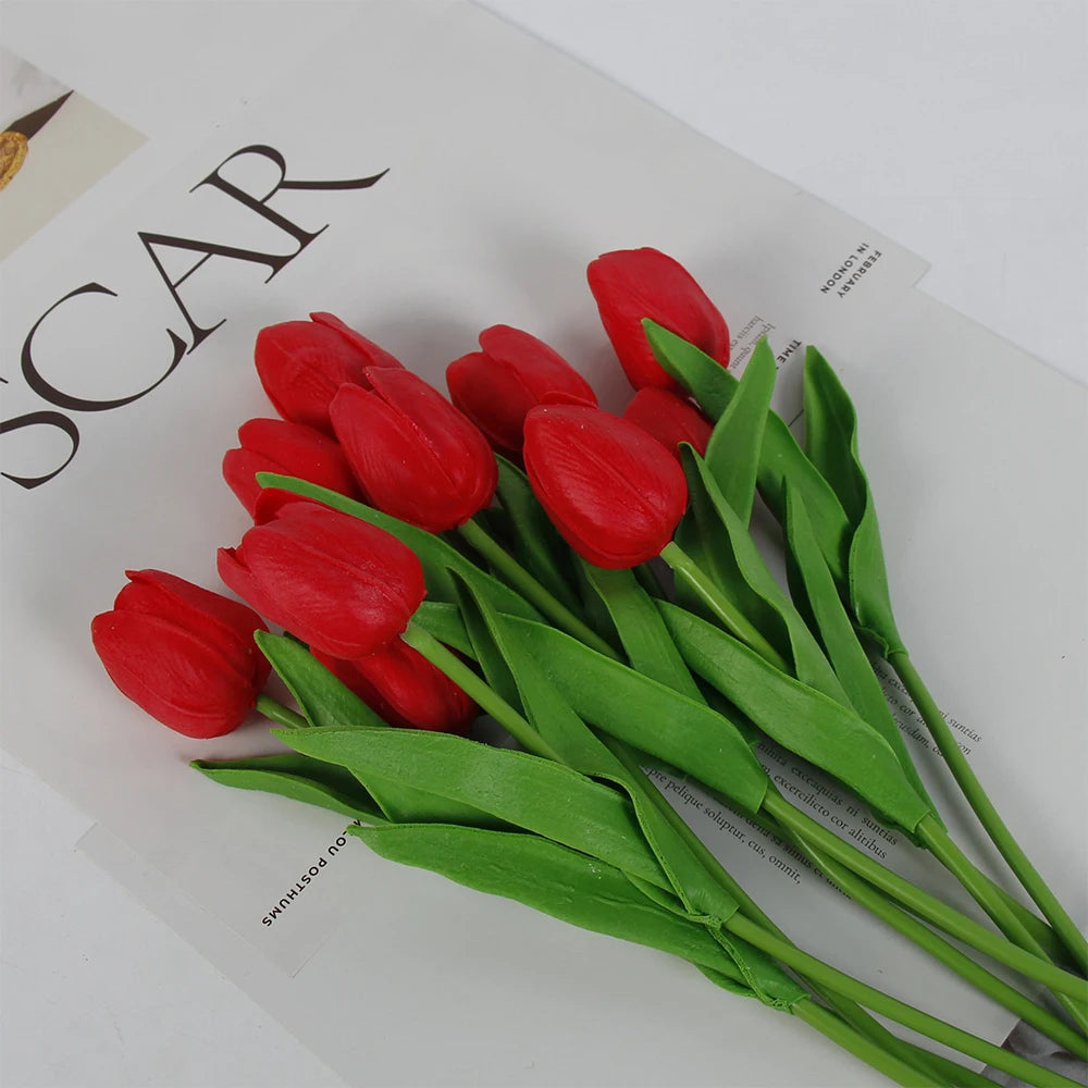 5 PCS Tulips Artificial Flowers Bunch Real Touch Tulip Flowers for Home Wedding Fake Flowers Bridal Bouquet Decoration