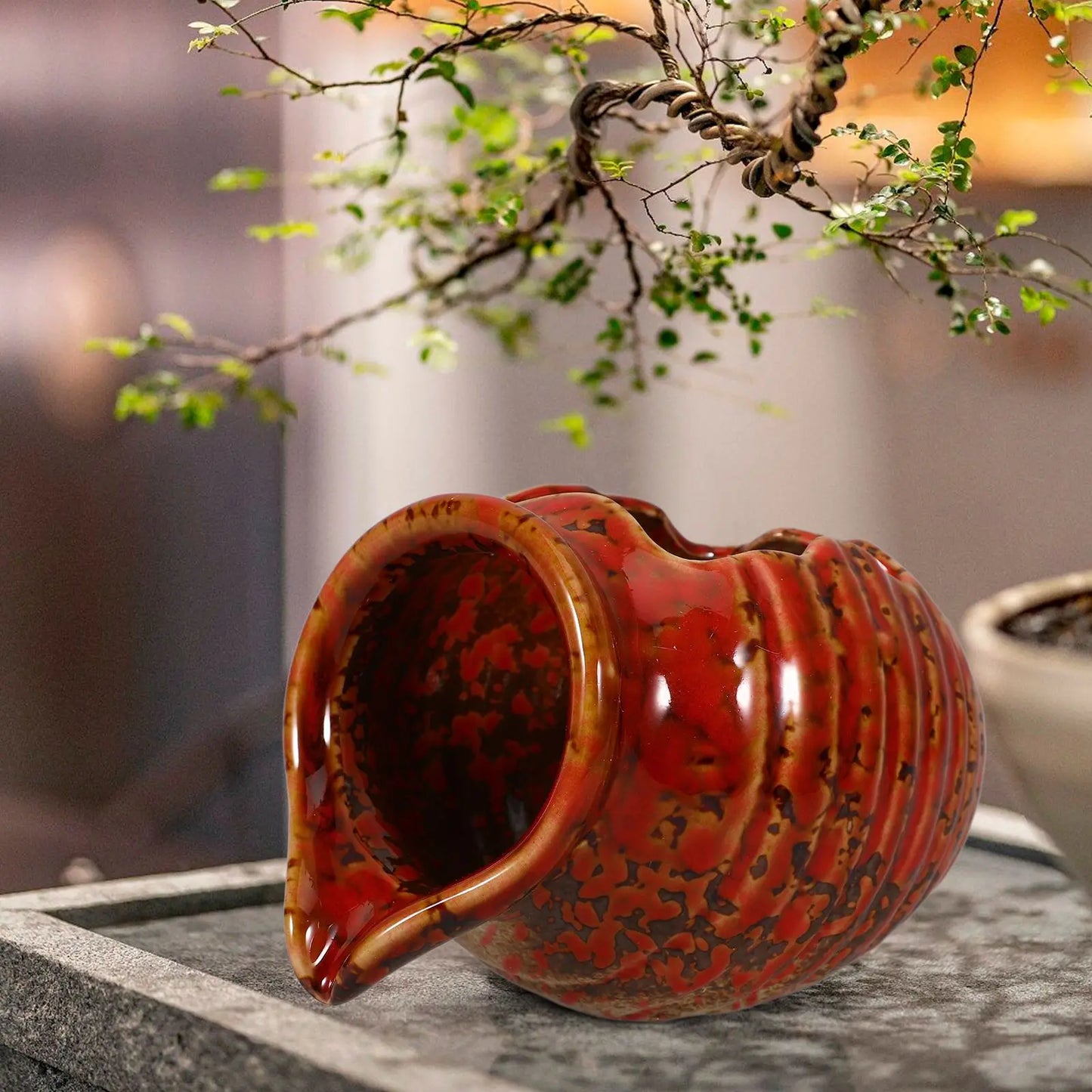 Mini Ceramic Jar Decorative Fountain Circulating Waterfall Pot Garden Landscape Jar Hydroponic Vase Clay Planter Home Courtyards