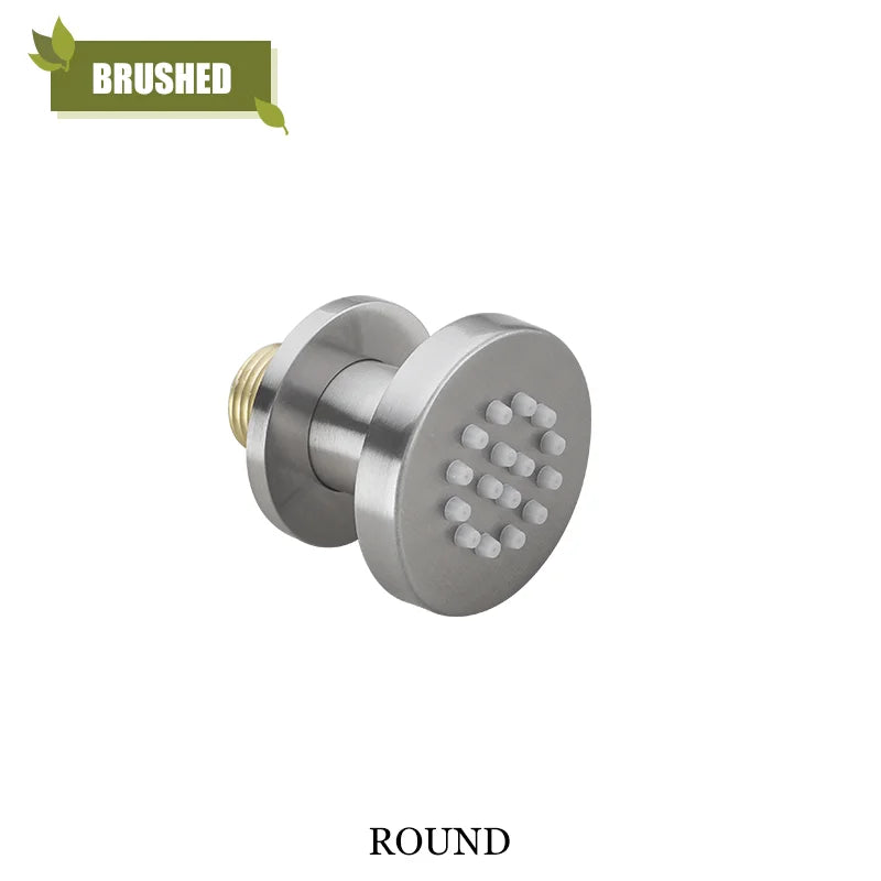 Chrome Black Body Sprays Round Square Shower Spa Massage Body Jet Grey Brushed Gold Concealed Shower Spray Head Faucet Accessory