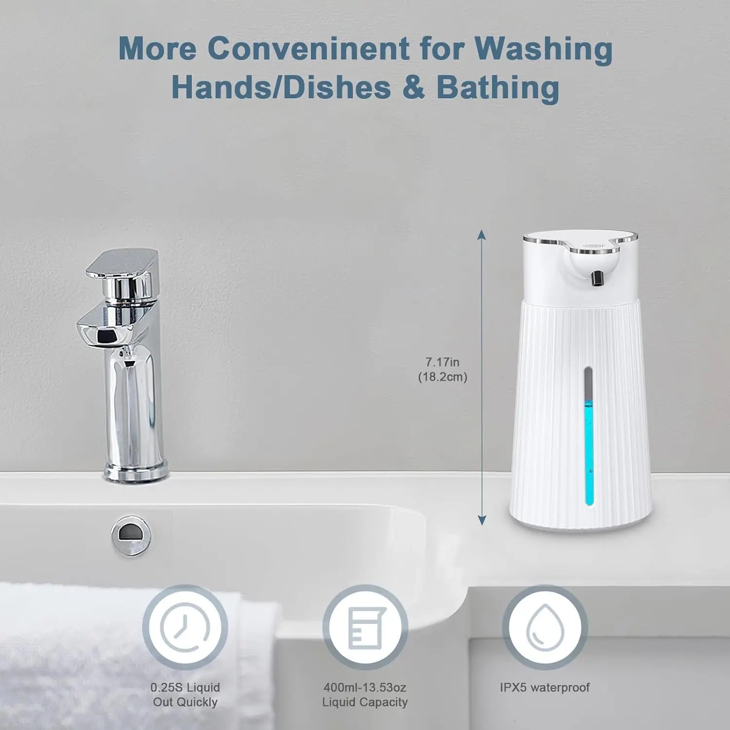 400ML Light Display Wall-Mounted Desktop Infrared Automatic Smart Sensor Soap Dispenser Hand Dish Sanitizer Pump Washing Machine