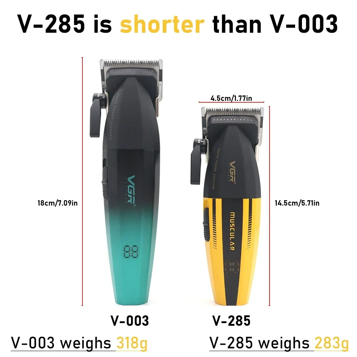 Professional Hair Clipper Barber Cordless Clippers Metal Body 9000 RPM Hair Clipper for Men Hair Cutting Machine VGR V-285