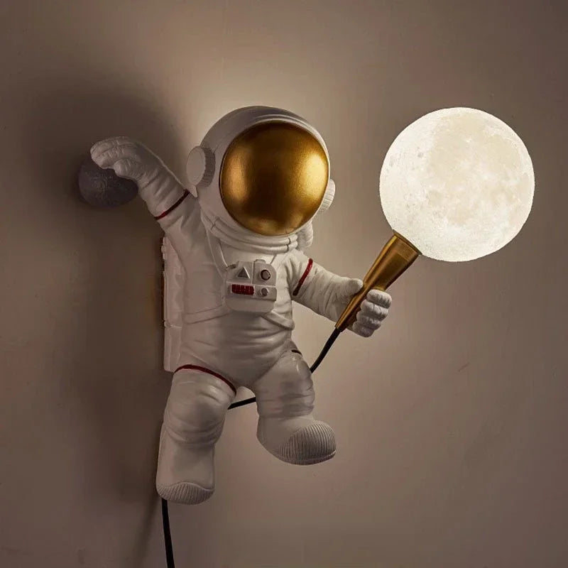 Nordic Astronaut LED Wall Lamp Table Children's Room Bedroom Bedside Living Lighting, Boys' Planet Night