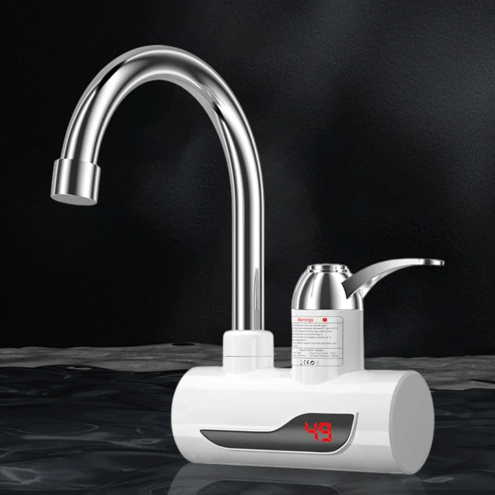 Electric Instant Heating Faucet 3000W Tankless Water Heater Temperature Adjustable Fast Heating Tap Digital for Kitchen Bathroom