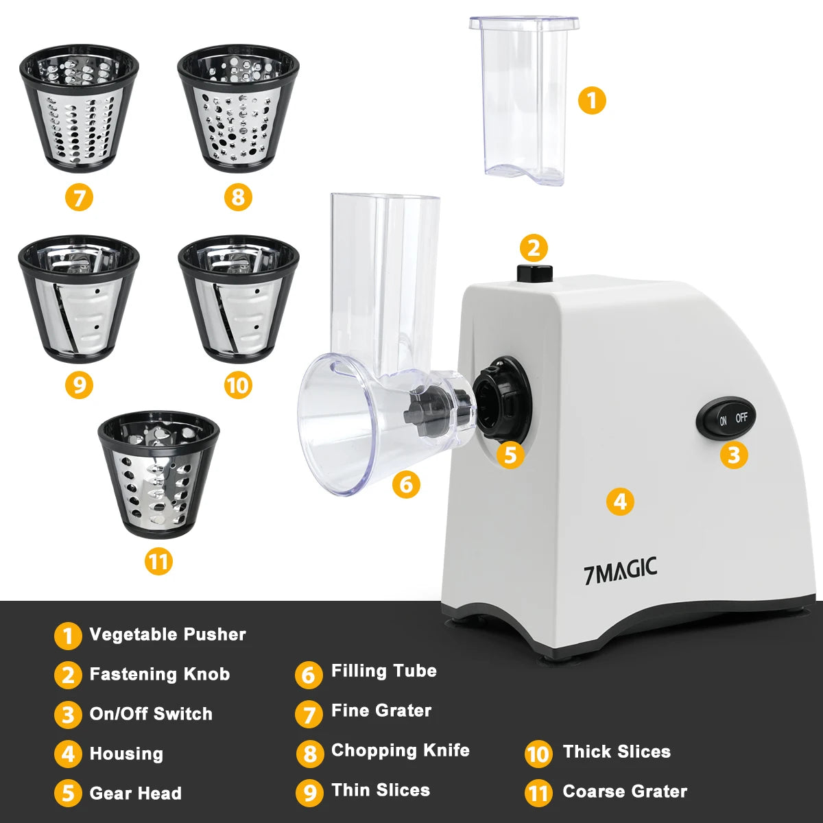 5 in 1 Electric Vegetable Cutter Shredder Automatic Salad Shooter Machine Cheese Grater Carrot Cabbage Slicer