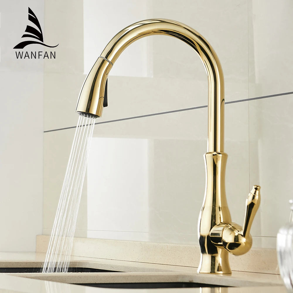 Gold Kitchen Faucets Single Handle Pull Out Kitchen Tap Single Hole Handle Swivel Degree Water Mixer Tap Mixer Tap 866011