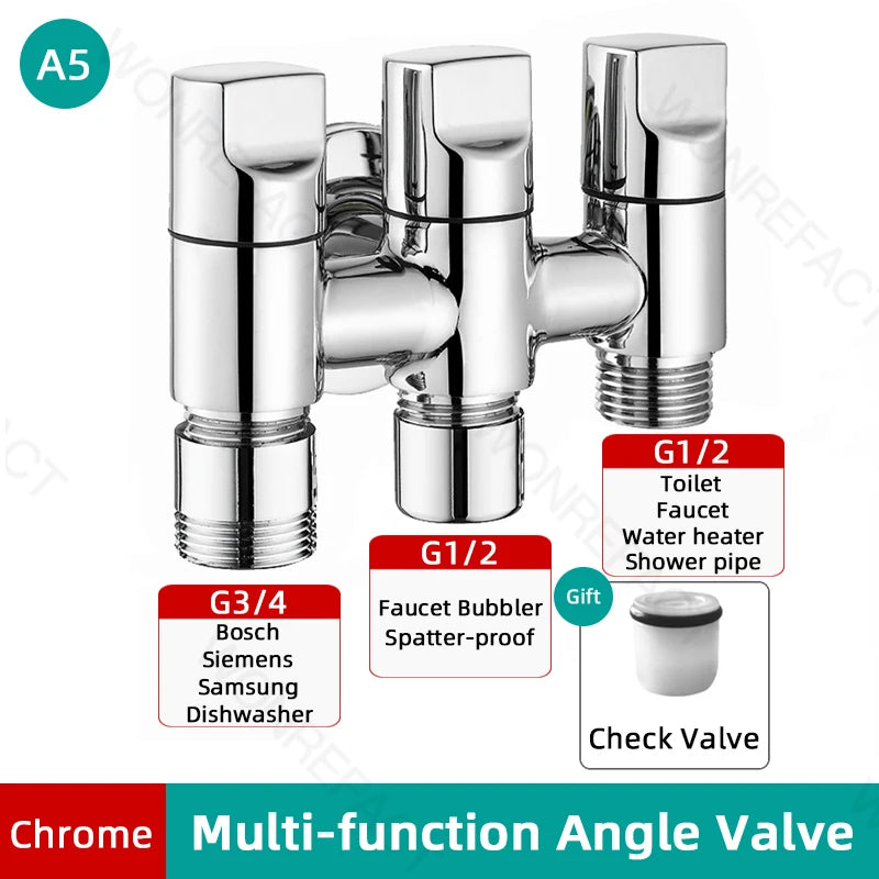 G1/2  Multi Function Washing Machine Faucet Brass Water Stop Quick Opening Angle Valve Wall Mounted  Bathroom Tool Accessories