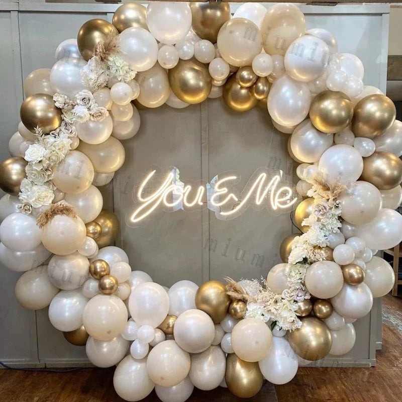 Sand White and Gold Balloon Garland Arch Kit for Bridal Wedding Engagement Baby Shower Latex Balloons Birthday Party Decorations