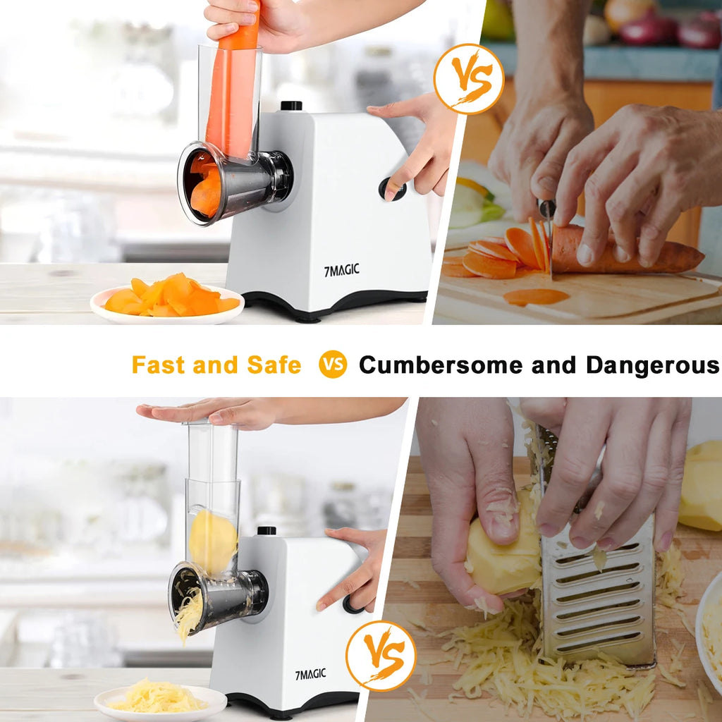 5 in 1 Electric Vegetable Cutter Shredder Automatic Salad Shooter Machine Cheese Grater Carrot Cabbage Slicer