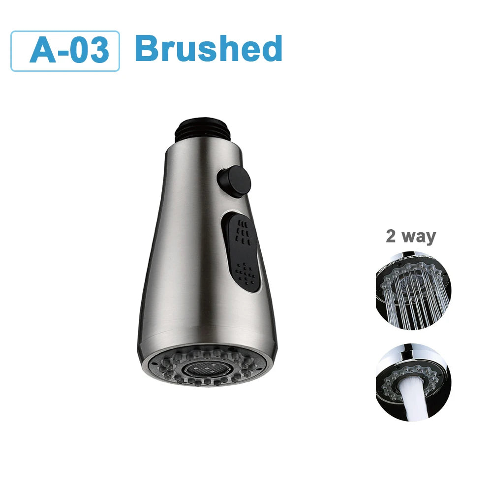 G1/2 Kitchen Faucet Head Pull Out Shower Nozzle Sprayer Bathroom Sink Tap Replacement Accessory Black Silver Golden Head Aerator