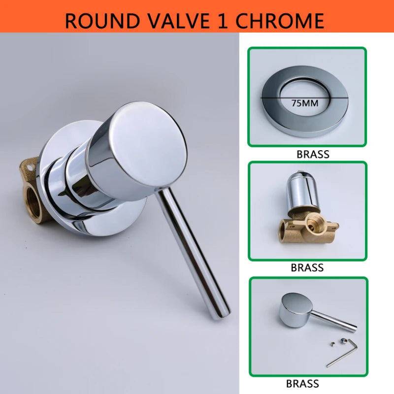 Solid Brass Valve Mixer Faucet Chrome/Matt Black/Brushed Gold/Grey In Wall Concealed Body Shower Basin Faucet Connector