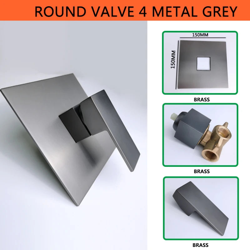 Solid Brass Valve Mixer Faucet Chrome/Matt Black/Brushed Gold/Grey In Wall Concealed Body Shower Basin Faucet Connector