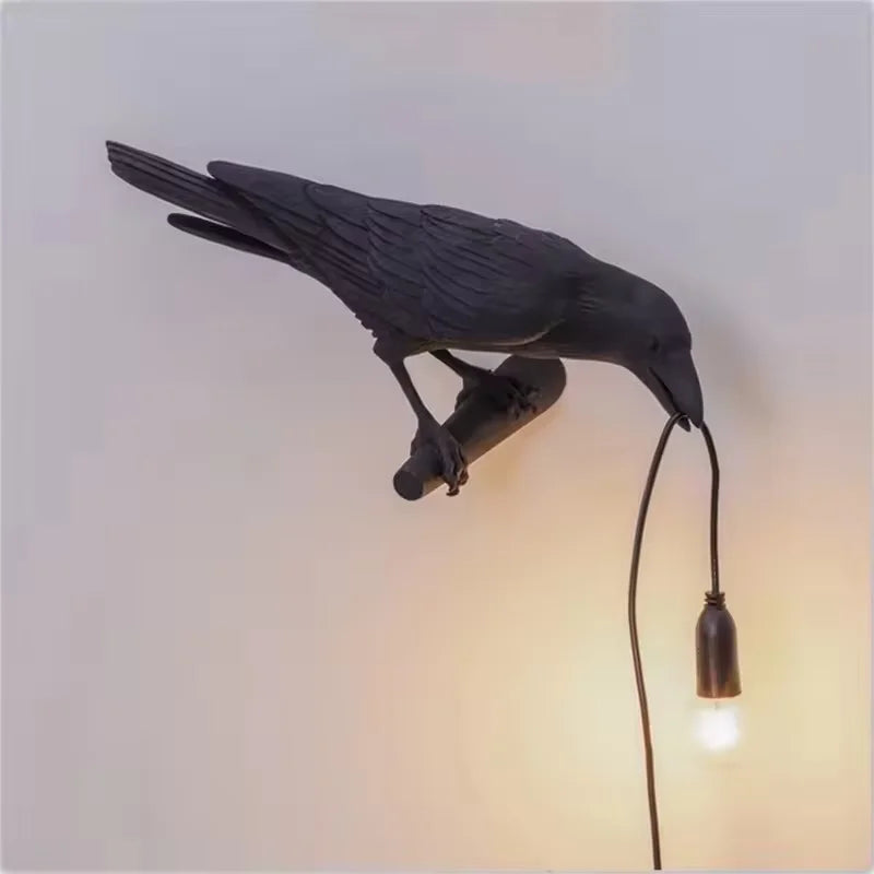 Nordic Resin Crow Wall Lamp Creative Auspicious Bird Desk Lamp Interior Decoration Lamp Bedroom Living Room Corridor Wall Lights