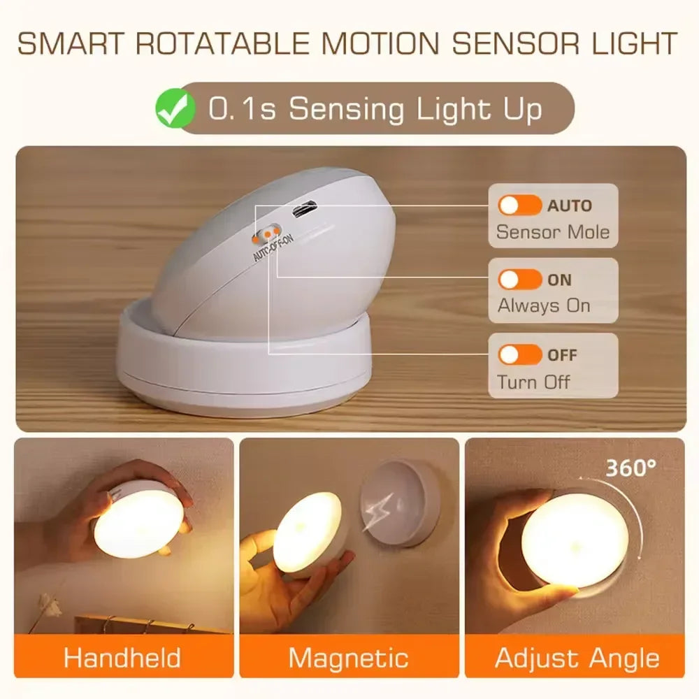 Xiaomi Night Light With Motion Sensor Lamp Rechargeable Wireless Led Rotating Magnetic Lighting For Kitchen Room Bedside Table