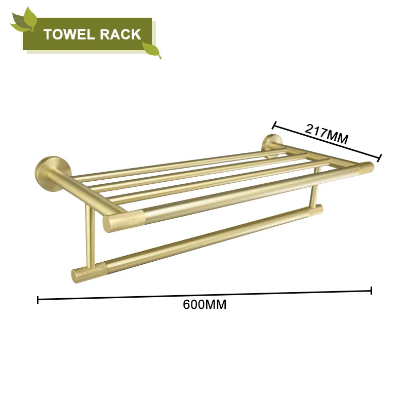 Brushed Gold Stainless Steel Bathroom Hardware Set Towel Rack Coat Hook Towel Bar Toilet Paper Holder Soap Dish Accessories