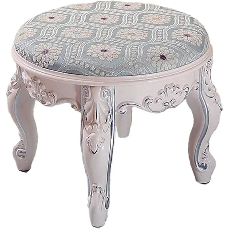 European Fabric Pouf,Modern Round Tea Table Stool, High-Quality Manicure Seat, Living Room Sofa Side Ottoman, Versatile Seating.