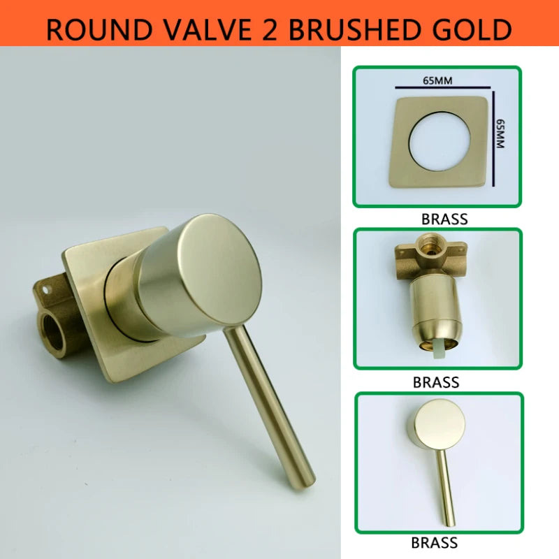 Solid Brass Valve Mixer Faucet Chrome/Matt Black/Brushed Gold/Grey In Wall Concealed Body Shower Basin Faucet Connector