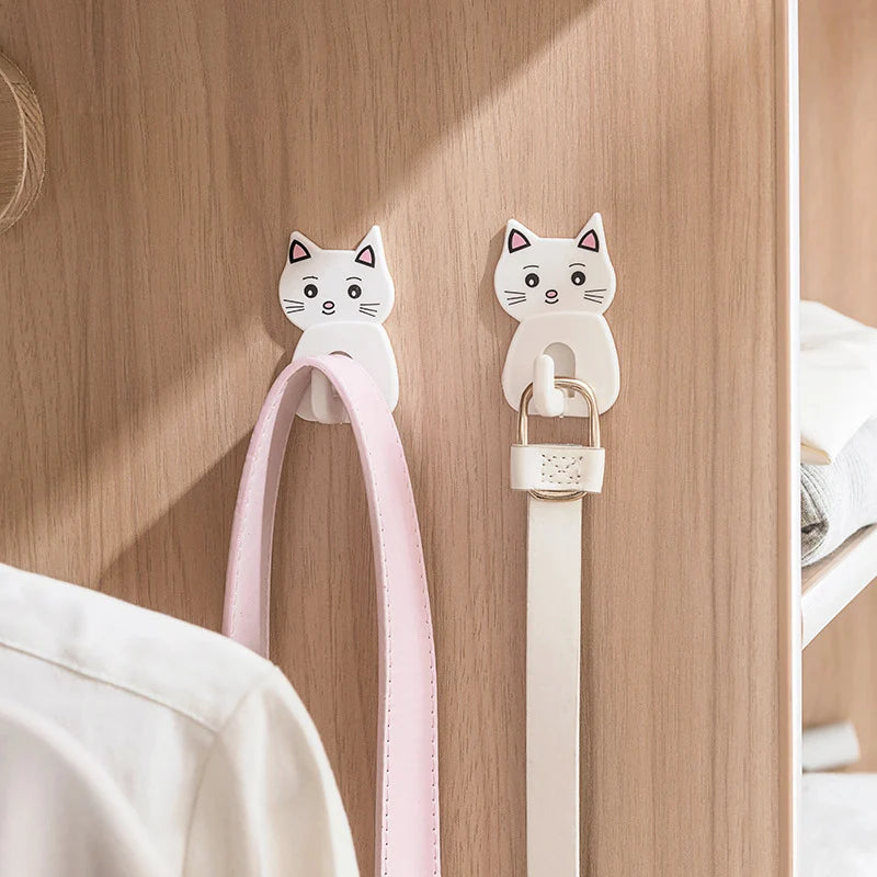 Kitchen Towel Holder Cartoon Cat Hooks Kitchen and Bedroom Door Hooks Dishcloth Rack Wall Door for Kitchen Towel Rack Hanger
