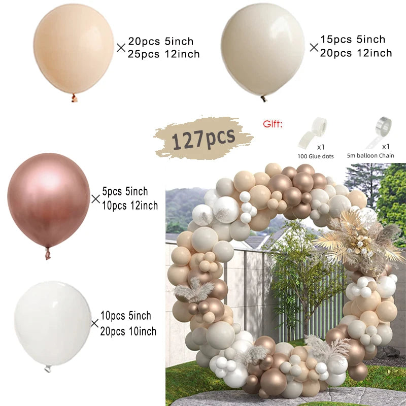 Sand White and Gold Balloon Garland Arch Kit for Bridal Wedding Engagement Baby Shower Latex Balloons Birthday Party Decorations