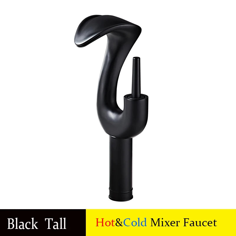 BAKALA Waterfall Chrome Single Handle Bathroom Faucet Solid Brass Dressing Table Sink Basin Tap with Drain Set