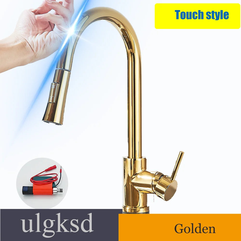 ULGKSD Sensor Kitchen Faucet Stainless Steel Touch Control Mixer Tap Hot and Cold Water Single Handle Sink Sensitive Sink Faucet