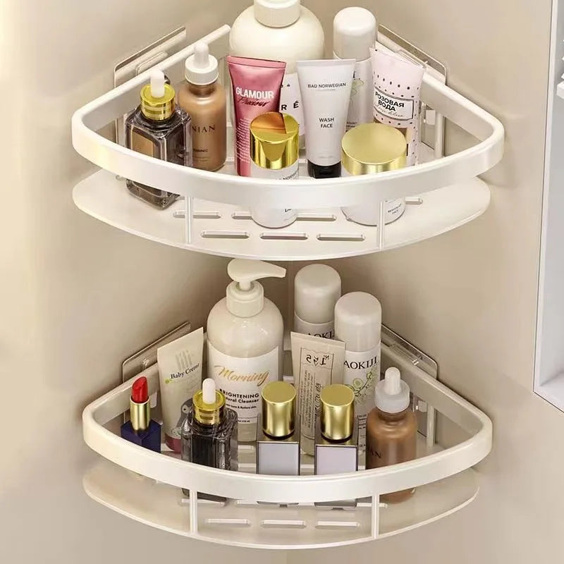Bathroom Shelves Aluminum Alloy Shower Corner Shelf Shampoo Rack No Drill Kitchen Organizer Wall Shelf Bathroom Accessories