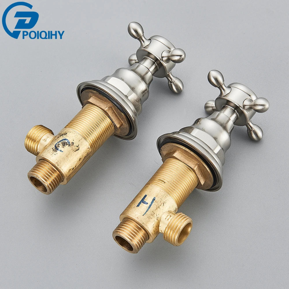 2pc Handles for Basin Faucet Deck Mounted Brass Hot and Cold Control Valve Mixer Handle Bath Faucet Switch Handles for Bathroom