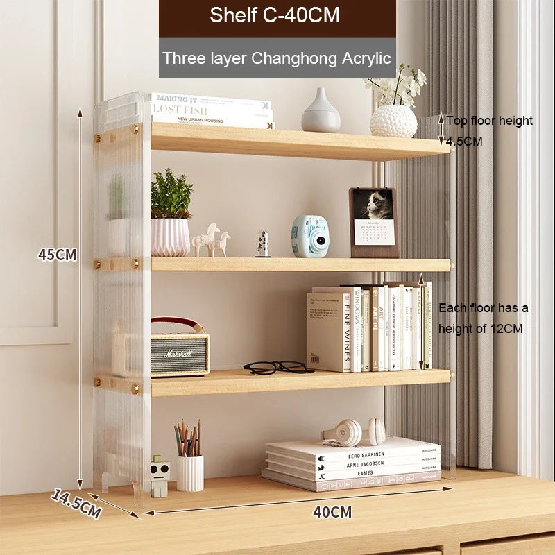 Desktop Bookshelf Kitchen Utensil Storage Rack Office Desktop Storage Rack Acrylic Bookshelf Household Minimalist Storage Rack