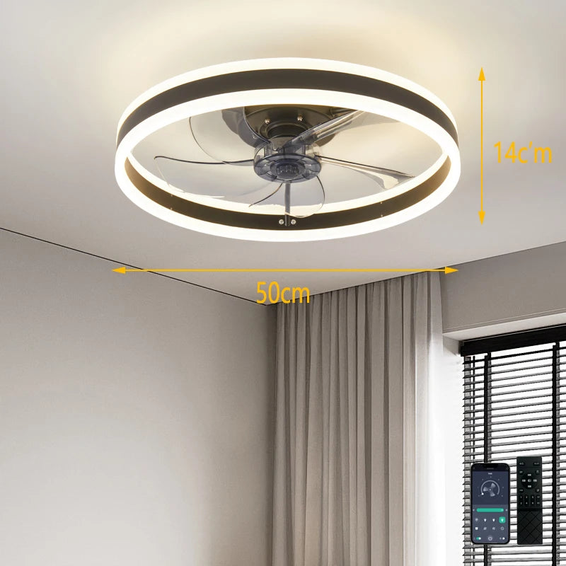 RGB TUYA Modern Ceiling Fan (With Lighting) Silent LED Dimmable Ceiling Fan (With Remote Control) for Bedroom Study Dining Room