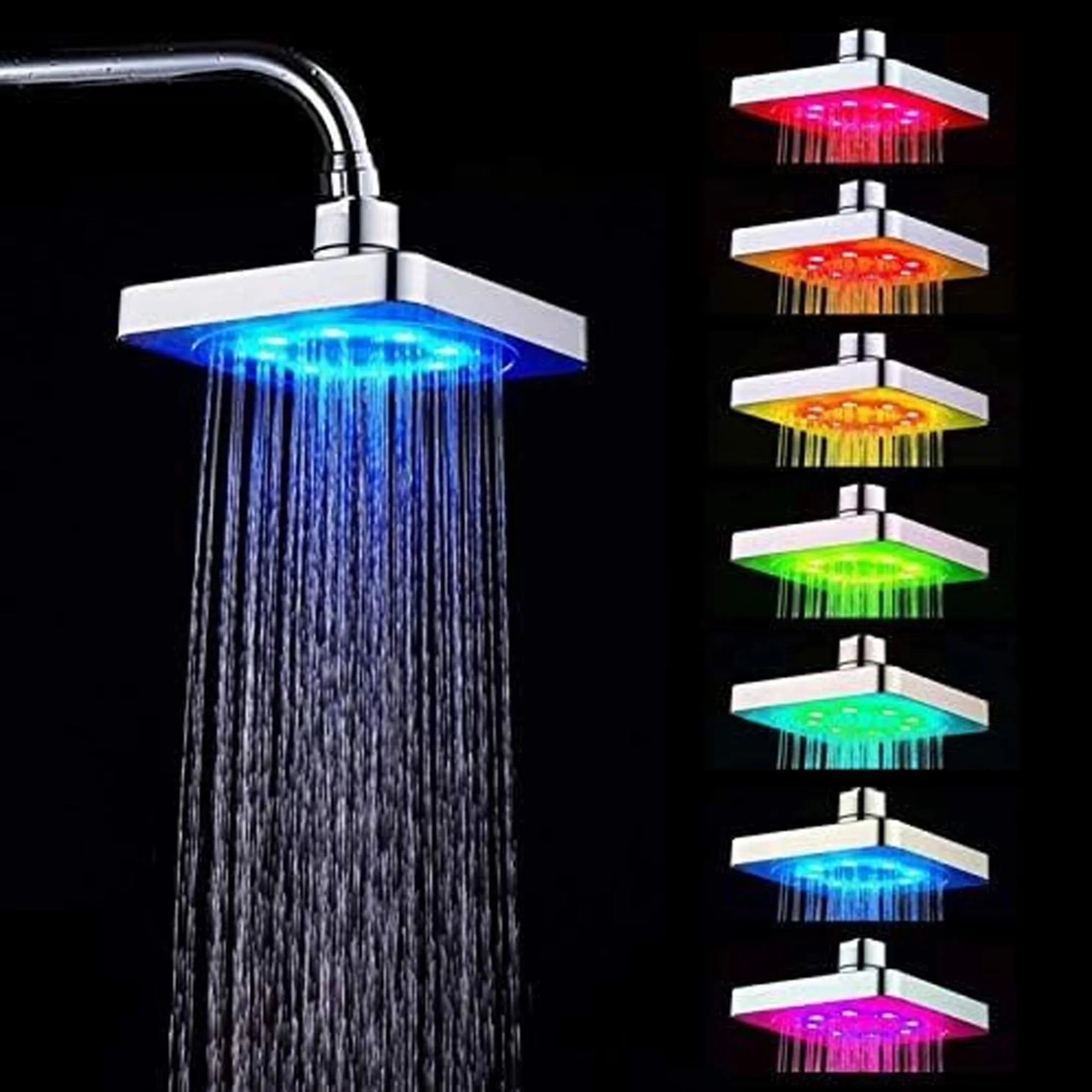 1pc 6 Inch LED Shower Head Color Changing Showerhead Comfortable Experience High Value LED Shower Light Shower Head Energy