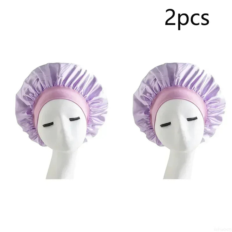 Women Satin Solid Sleeping Hat Night Sleep Cap Hair Care Bonnet Nightcap For Women Men Unisex Cap Bonnet De Nuit Shower Turban