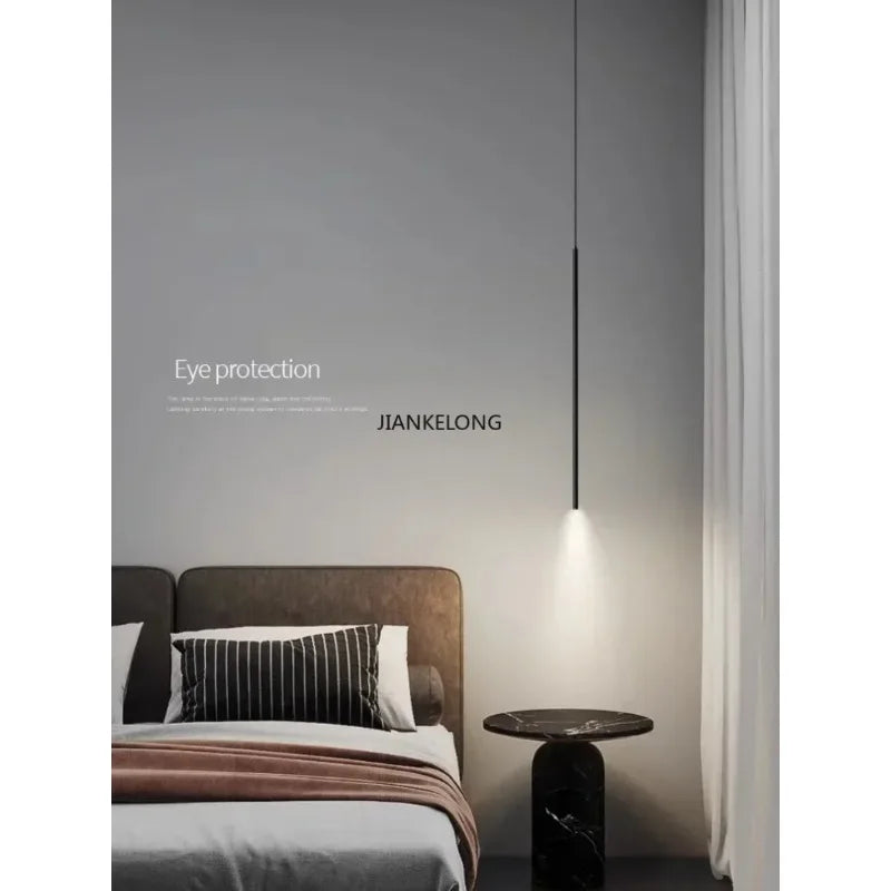 Modern Minimalist LED Longer Pendant Lights For Bedroom Bedside Reading Chandelier Lamps Living Room Bar Coffee Decor Fixtures