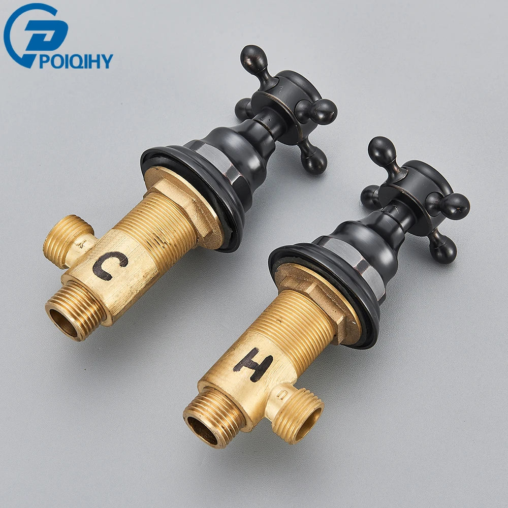 2pc Handles for Basin Faucet Deck Mounted Brass Hot and Cold Control Valve Mixer Handle Bath Faucet Switch Handles for Bathroom