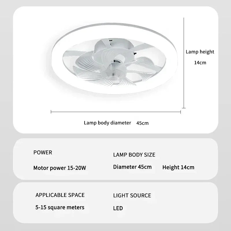 Enclosed Strong Wind Fan Light with Remote Control, Three Colors, Silent, Living Room, Bedroom, Dining Room Pendant Lights