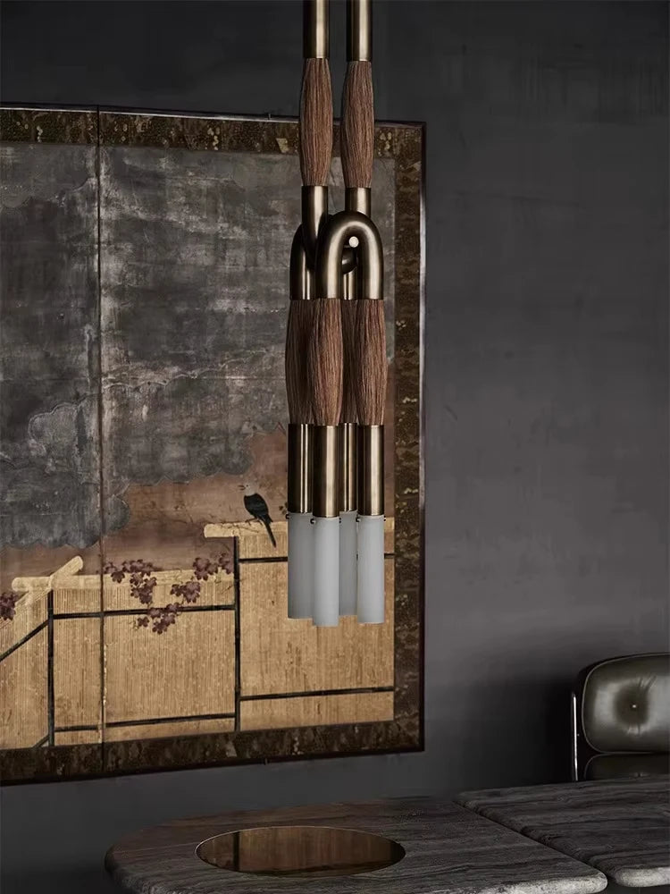 Horsehair Kitchen Chandelier Luxury Retro Copper Decoration LED Villa Lights Bedroom Background Wall Light Living Room Wall Lamp