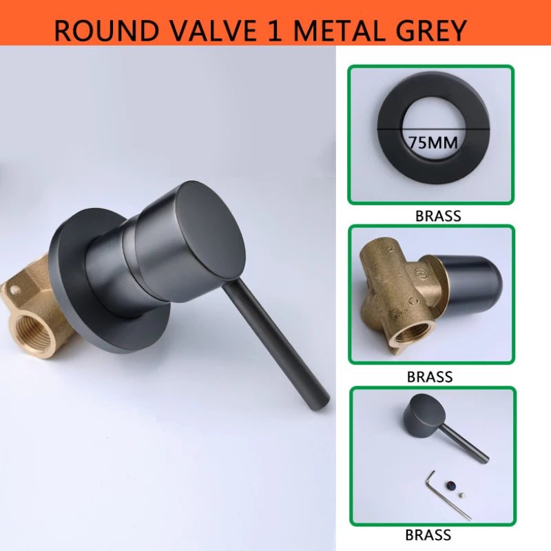 Solid Brass Valve Mixer Faucet Chrome/Matt Black/Brushed Gold/Grey In Wall Concealed Body Shower Basin Faucet Connector