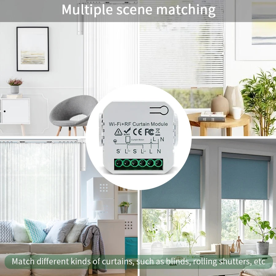Tuya WiFi Smart Curtain Switch Blind Rolling Shutter RF433MHz Remote Control For Smart Life App Support Google Home Alexa