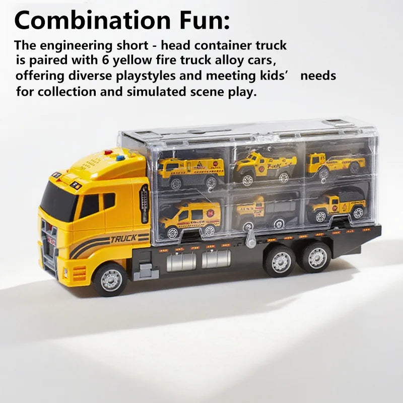 Children Transportation Firefighting Truck Set Equipped With 6 Small Engineering Vehicle Toy Car Suitable As A Gift For Children
