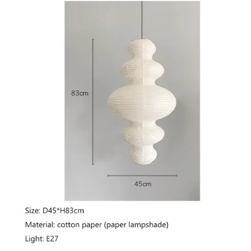 Wabi sabi Pendant Light Tekio Horizontal lighting white cylinder light fabric lampshades Living Room farmhouse light fixtures