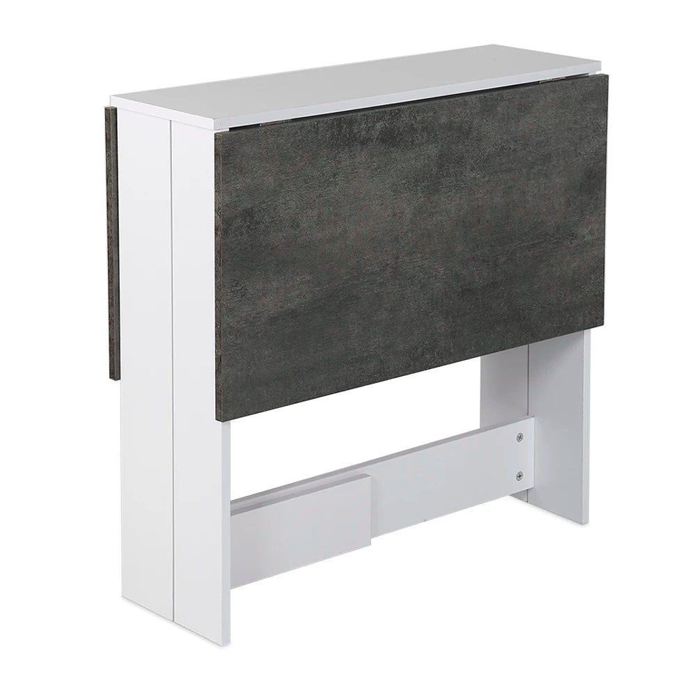 Folding Kitchen Table/Living Room Table 102.5 x 76 x 73 cm Dining Table for 4 to 6 people - White/Concrete