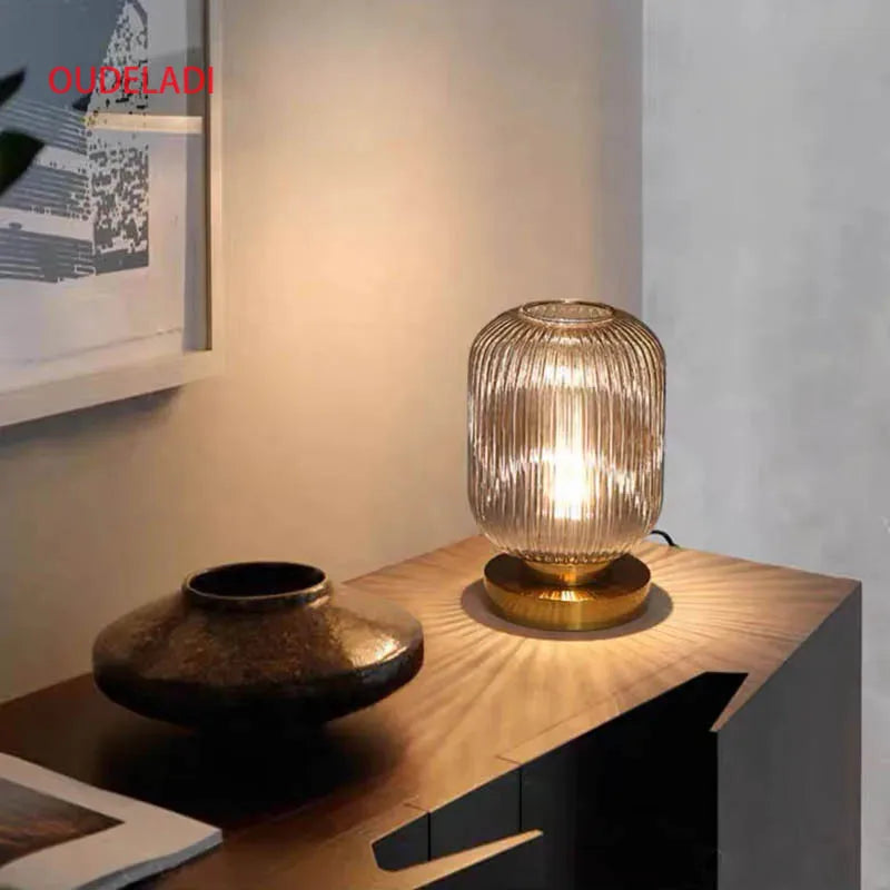 White Blue Amber Smoky gray Pumpkin Glass table lamps Bedroom Study desk lamp Modern living room Hotel bedside Decor light