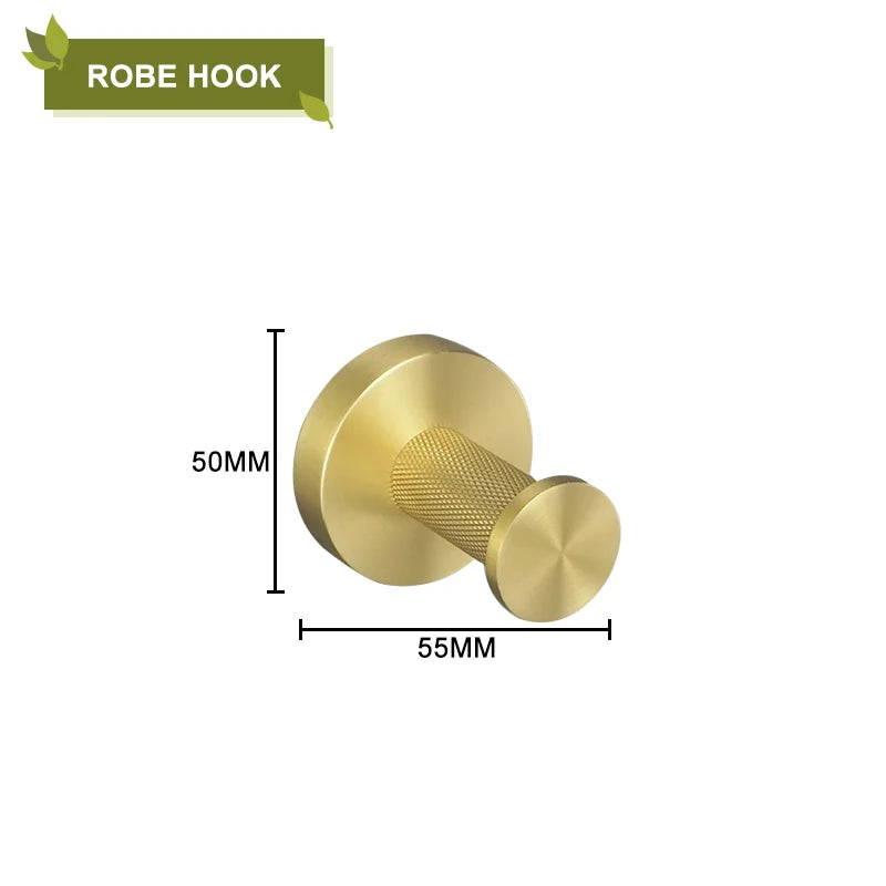 Brushed Gold Stainless Steel Bathroom Hardware Set Towel Rack Coat Hook Towel Bar Toilet Paper Holder Soap Dish Accessories