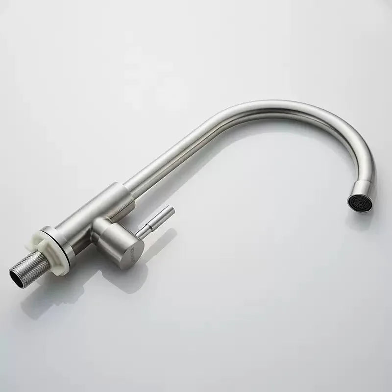 Stainless Steel Kitchen Faucet Single Lever Hole Tap Cold Sink Faucet Single Handle Deck Mounted Water Tap
