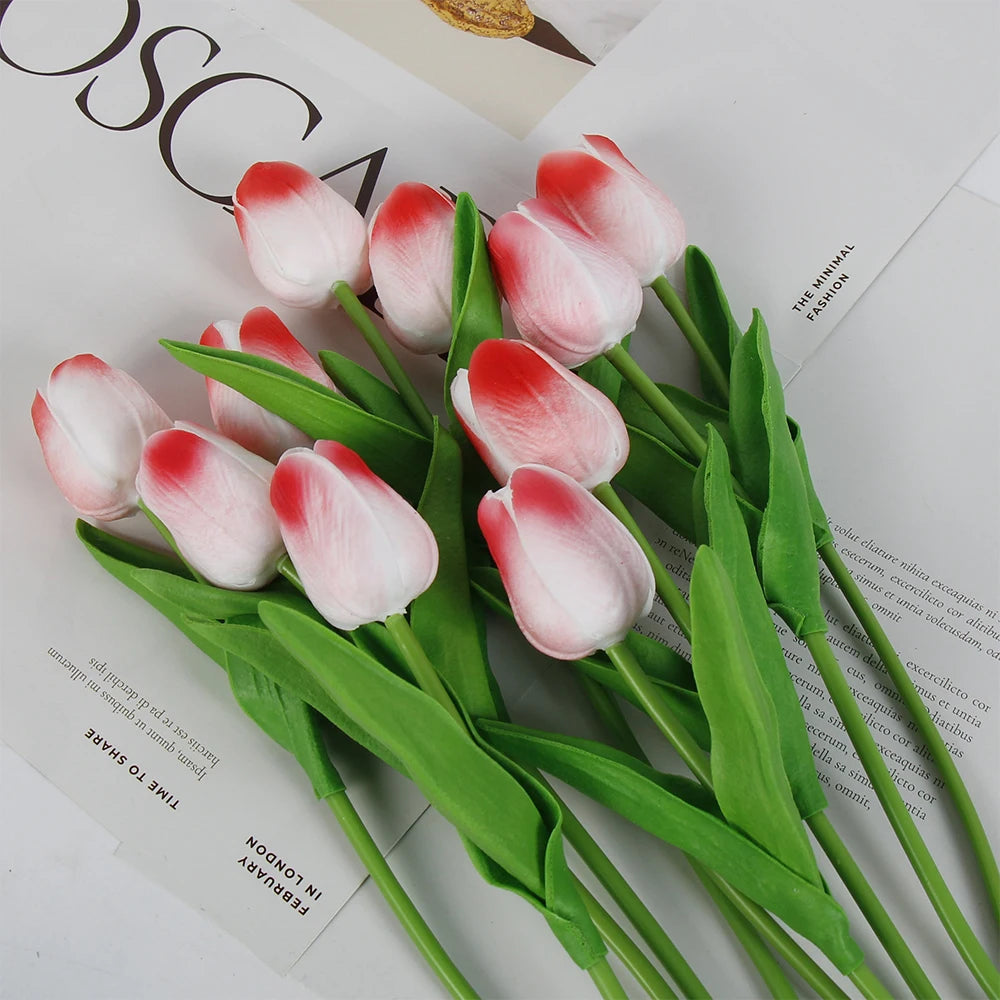 5 PCS Tulips Artificial Flowers Bunch Real Touch Tulip Flowers for Home Wedding Fake Flowers Bridal Bouquet Decoration