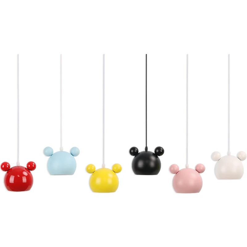 Modern Mickey Pendant Lights Colorful Iron Hanglamp For Dining Room Bedroom Baby Room Nordic Home Decor E27 Luminaire Suspension