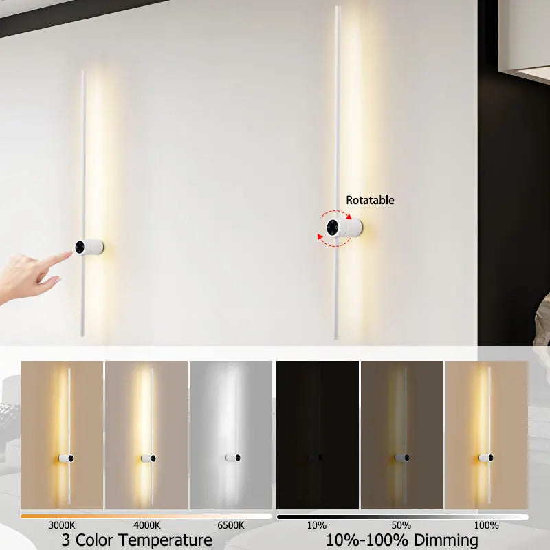 Touch Screen Control Dimming LED Wall Lights Wall Sconce Hardwire Tricolor Lights 360° Rotatable Touch Switch LED Wall Lamps